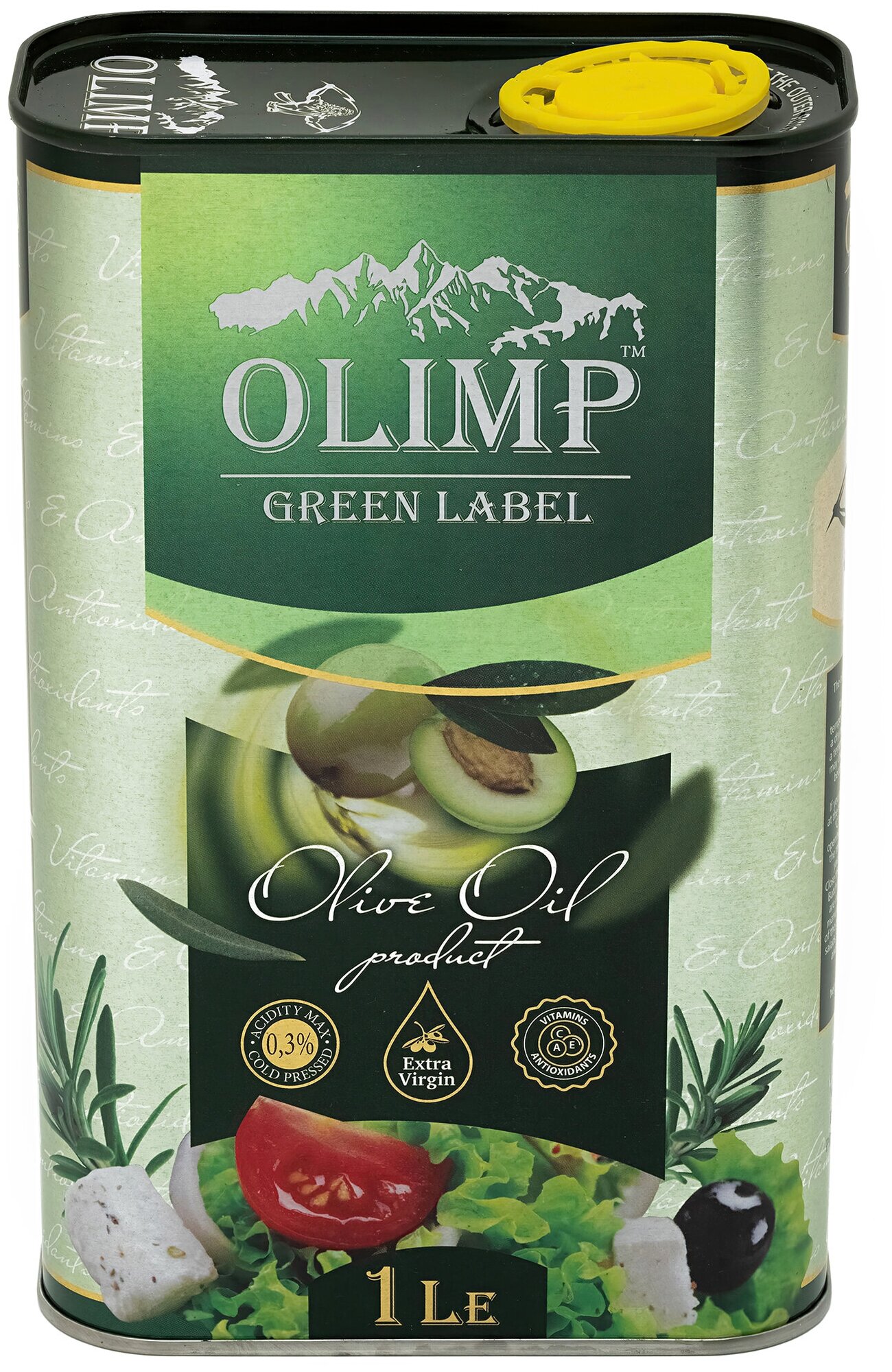 Масло Оливковое Нерафинированное OLIMP Green Label Extra Virgin, Высший Сорт, 1л (Греция)
