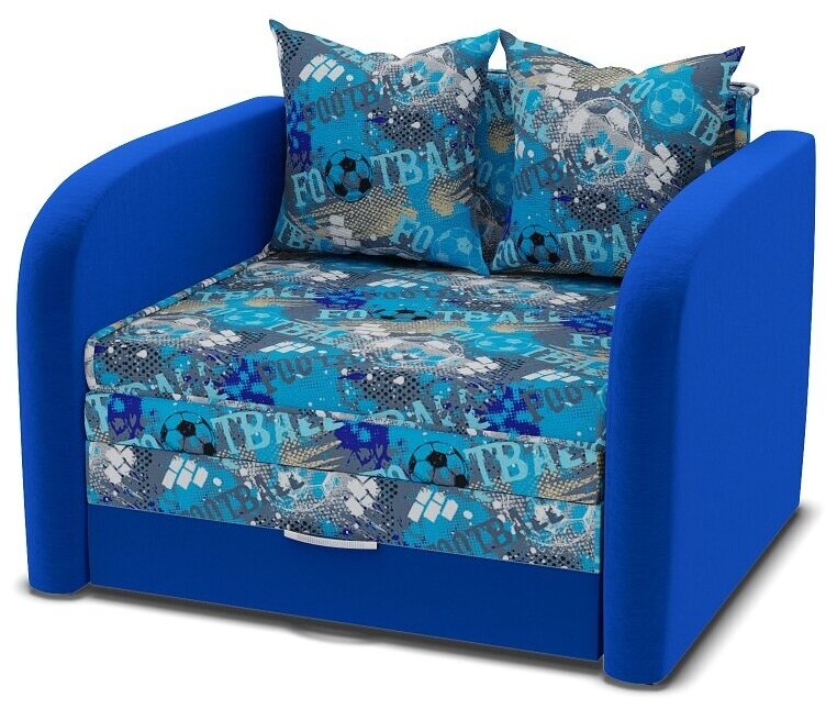 Bed-Mobile раскладной диван Мультик, В74*Ш135*Г80см, цвет синий, принт футбол