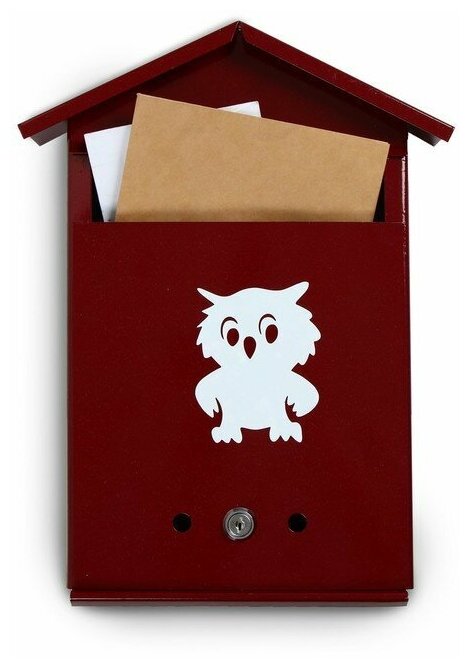 Ящик почтовый с замком, вертикальный, "Домик", вишневый - фотография № 1