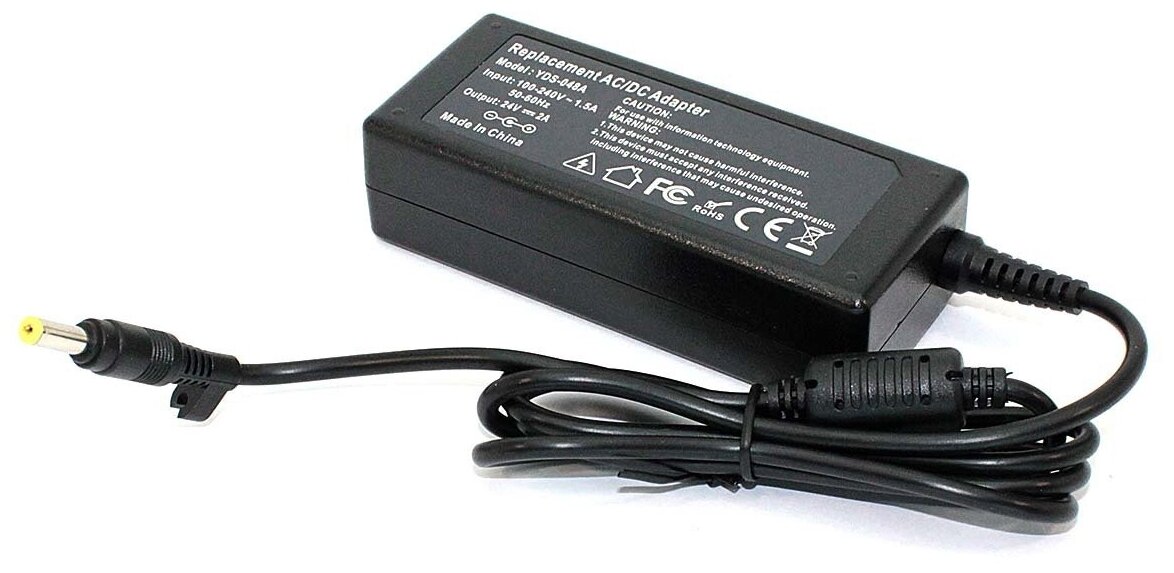 Зарядное устройство (блок питания/зарядка) для монитора и телевизора LCD 24В, 2А, 48Вт, 4.8x1.7мм, OEM