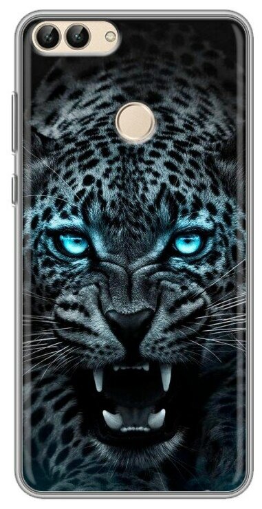 Дизайнерский силиконовый чехол для Хуавей Р Смарт / Huawei P Smart Темный леопард
