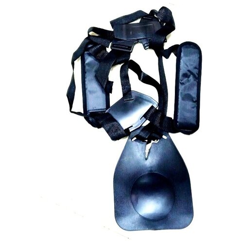 Ремень ранцевый для бензотриммера с наплечниками и антивибрационной пластиной. Чёрный.