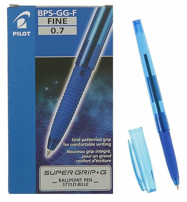 Ручка шариковая Pilot Super Grip G, узел 0.7мм, резиновый упор, стержень синий, BPS-GG-F (L)