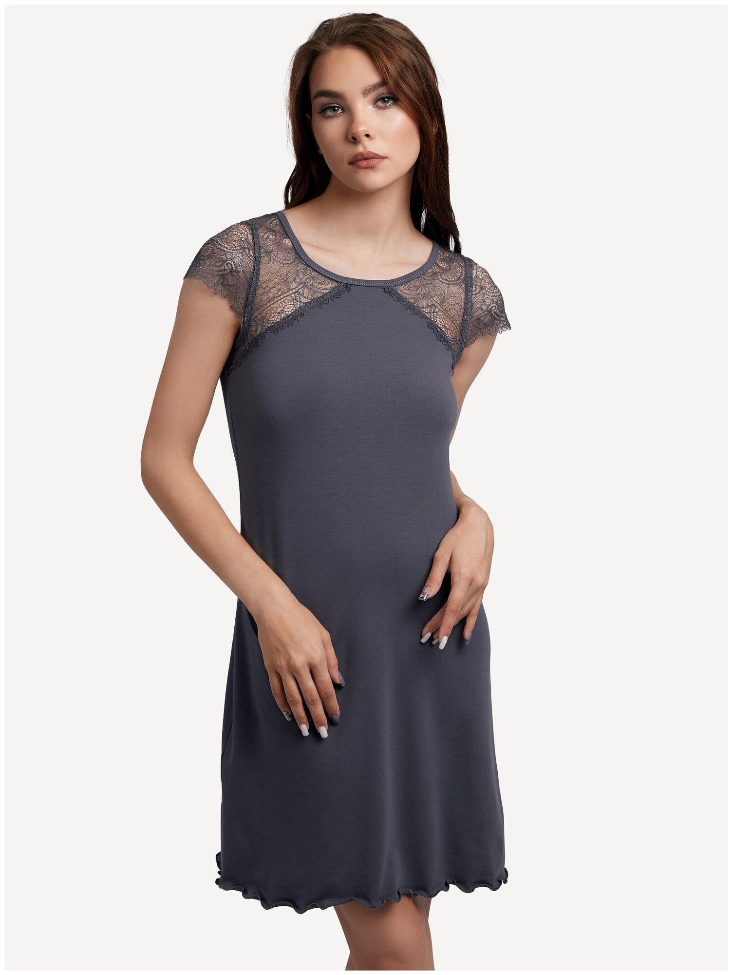 Ночная сорочка сексуальная с кружевом Mon Plaisir, арт. 41259835, серый, размер 42 - фотография № 6