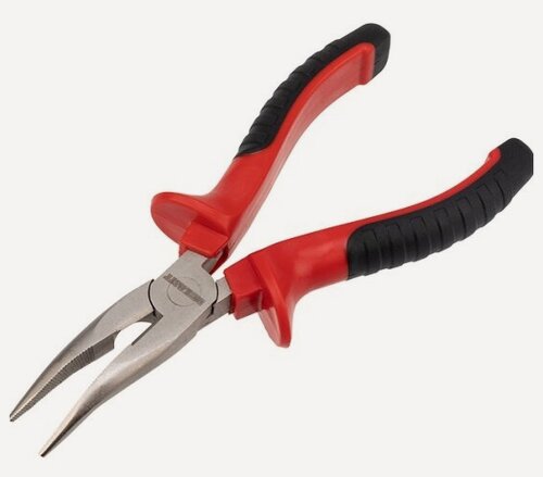 Изображение товара Тонкогубцы изогнутые Rexant 160 мм никелированные с двухкомпонентными рукоятками (12-4620)