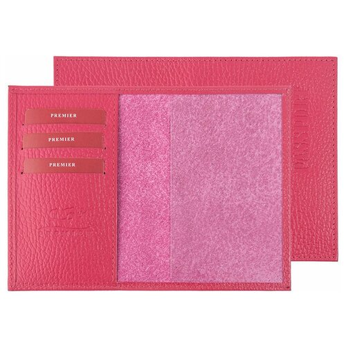 фото Обложка для паспорта из натуральной кожи, футляр на паспорт, чехол на удостоверение женский малиновый cro-o-85-332 premier+urb