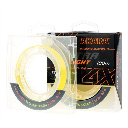 шнур рыболовный плетеный akara ultra light white 100 м 0 10 Шнур рыболовный плетеный Akara Ultra Light Yellow 100 м 0,08