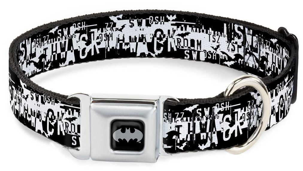 Buckle-Down ошейник "Бэтмен надписи" с металической застёжкой 28-43 см.