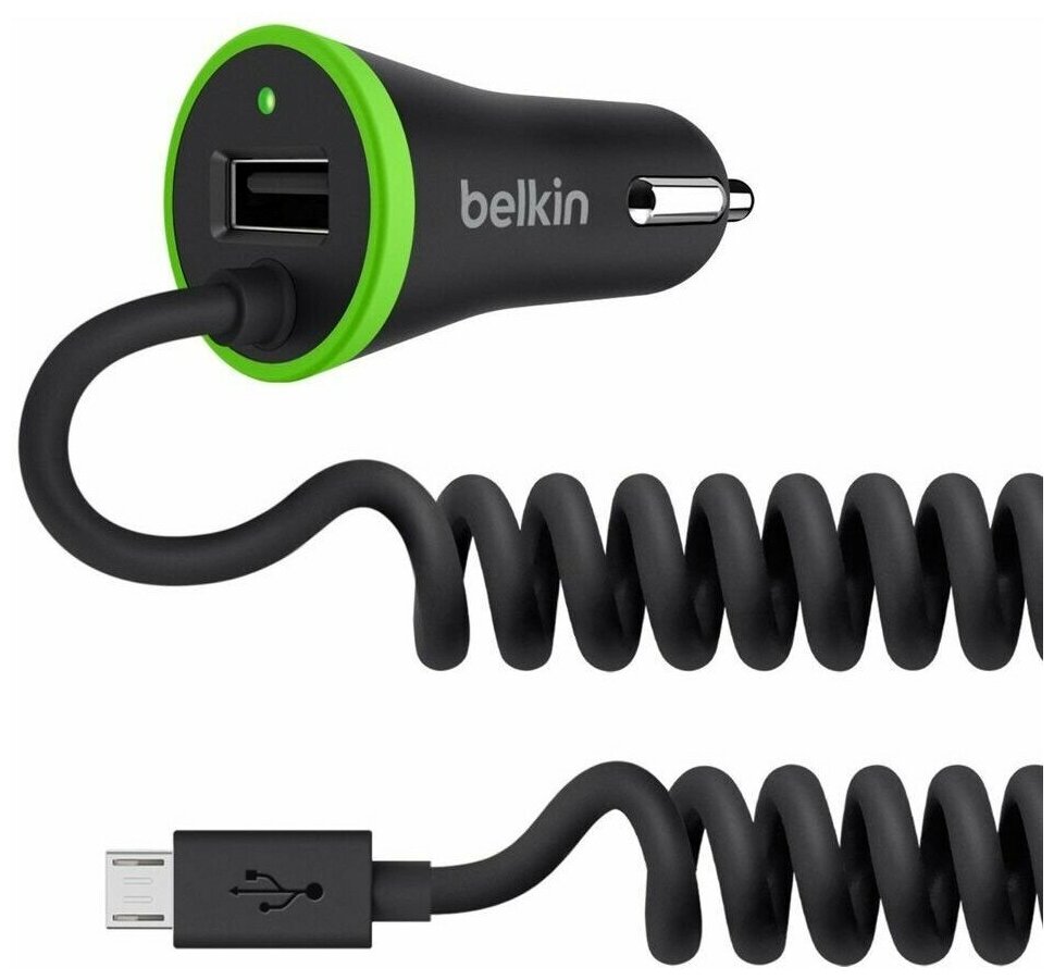 АЗУ Belkin кабель micro USB 3,4А + USB, Черный