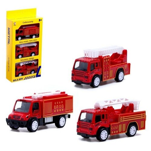 Набор металлических машин Пожарная бригада, инерция, 3 штуки набор металлических машин wincars авторалли 3 штуки