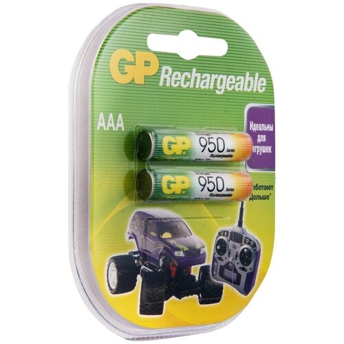 Аккумуляторные батарейки GP (GP 95AAAHC-UC2 PET-G), Ni-Mh, тип AAA, 950 mAh, 1.2V, 2 шт. (Мизинчиковые)