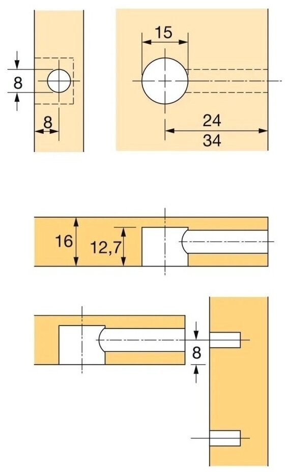 Комплект HETTICH эксцентрик Rastex 15/15 D + дюбель DU 232 - фотография № 6