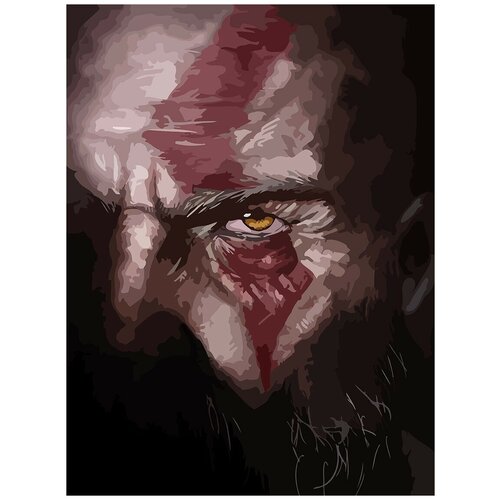 Картина по номерам на холсте Игра God of War Кратос - 6217 В 30x40