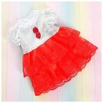 Одежда для пупса: платье красное с розочкой - изображение