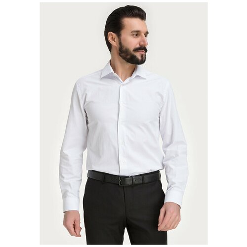фото Рубашка мужская длинный рукав greg 113/139/7002/zv_gb, приталенный силуэт / slim fit, цвет белый, рост 174-184, размер ворота 42