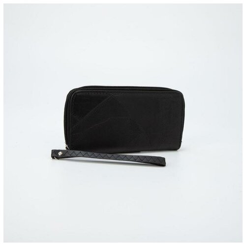 фото Кошелёк на молнии, с ручкой, цвет чёрный brand no name