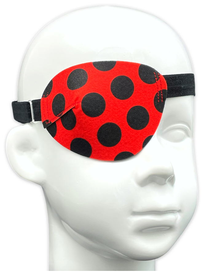 Окклюдер на резинке eyeOK "Красный в горох", размер взрослый, для закрытия правого глаза, анатомический