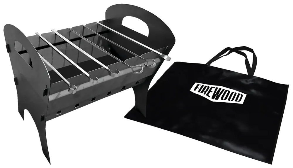 Мангал сборный FireWood многоразовый дизайнерский с переносной сумкой 500*510*390 мм толщина стали 2 мм для пикника шашлыка и барбекю - фотография № 3