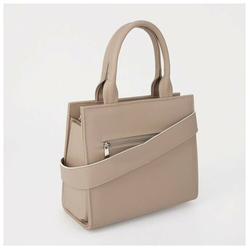 фото Тоут, отдел на молнии, наружный карман, длинный ремень, цвет бежевый textura