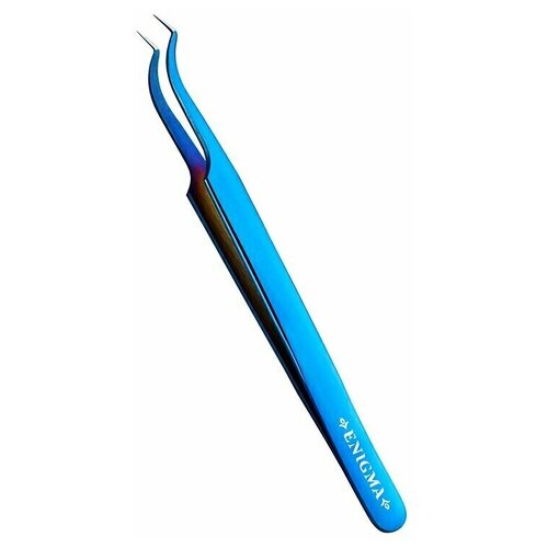 Enigma (Энигма) Пинцет Мини-L изогнутый 90гр (Blue metallic, с ручной заточкой extra-sharp)