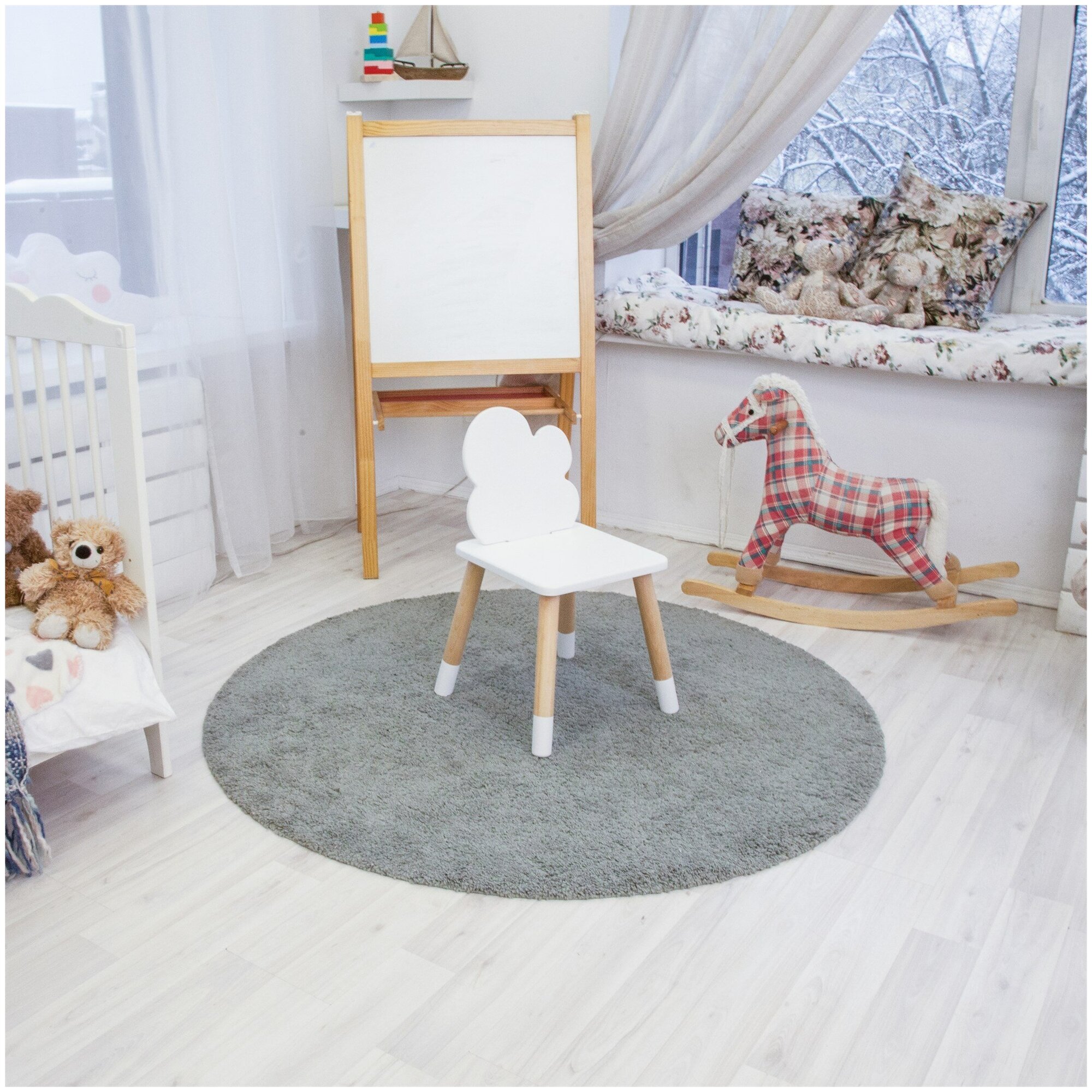 Комплект детский стол круглый и два стула облачко ROLTI Baby (белая столешница/белое сиденье/береза ножки) - фотография № 3