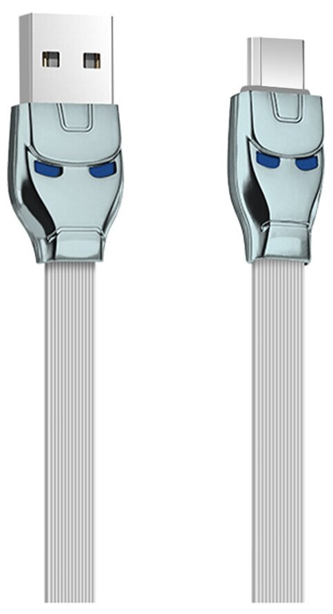 фото Кабель USB - Type-C HOCO U14 Steel man, 1.2м, плоский, 2.4A, силикон, цвет серебряный (1/50/300)