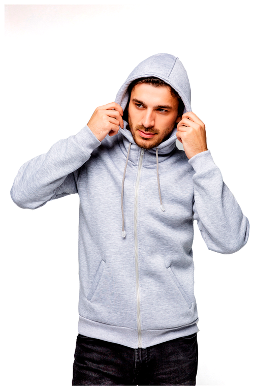 Магазин Толстовок Premium Zip-Hoodie « Gray Melange », Размер Unisex 50 / L Unisex