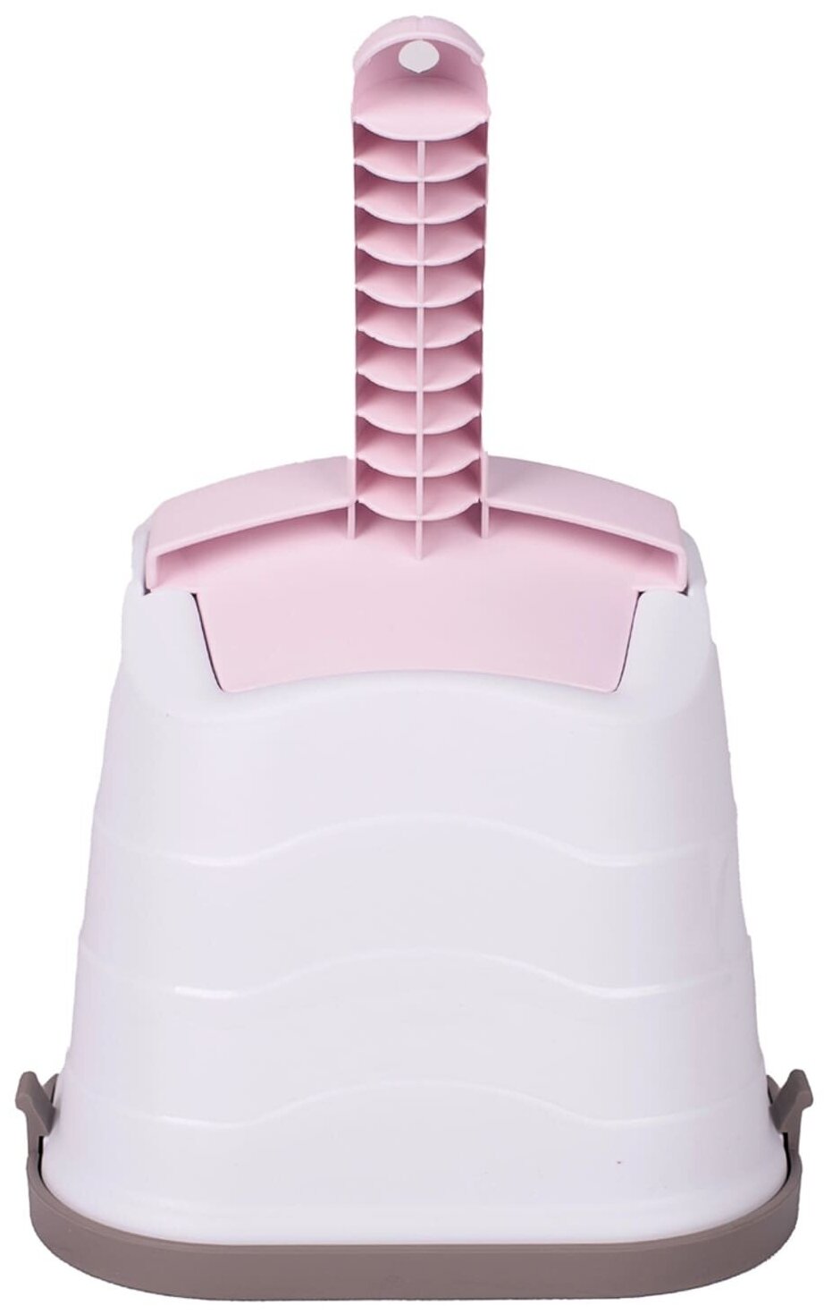 Туалет для кошек с бортом и совком DUO, светло-розовый, 59х40х28 см - фотография № 5