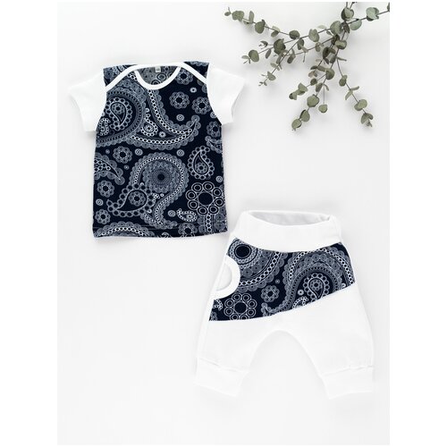 фото Летний костюм / детский костюм / детский комплект/ снолики / интерлок / огурцы, футболка и шорты р-р 68