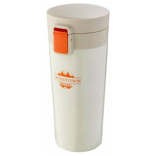 Термокружка 400мл, цвет - шампань, двойные нержавеющие стенки, защита от протекания, матовый корпус