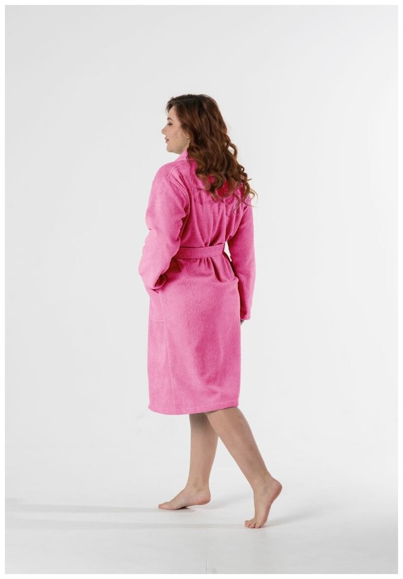 Халат махровый Everliness женский шалька+кант цвет розовый, разм. 44 - фотография № 5