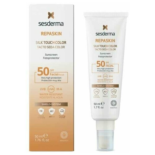 Sesderma REPASKIN SILK TOUCH COLOUR Facial sunscreen SPF 50 Средство солнцезащитное с нежностью шелка с тонирующим эффектом для лица СЗФ 50