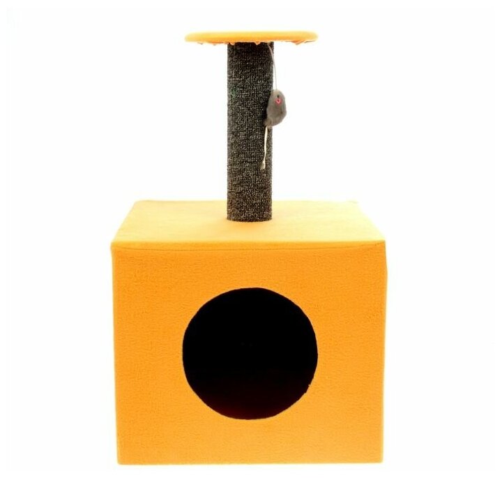 Когтеточка "Столбик" куб с площадкой 35х30х85 см микс цветов - фотография № 2