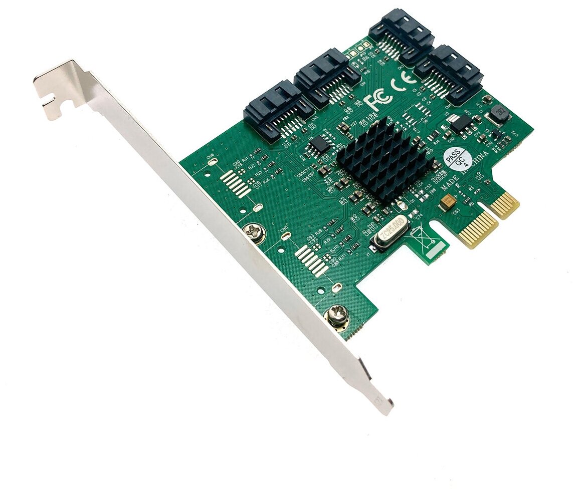 Контроллер PCI-E, SATA 6G 4 port, чип Marvell 9215, модель PCIe4SATAMar, Espada