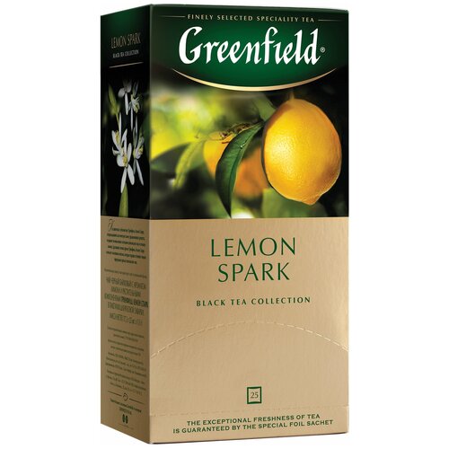 Greenfield Чай в пакетиках Lemon Spark Лимон, черный, 25 пакетиков, 2 шт