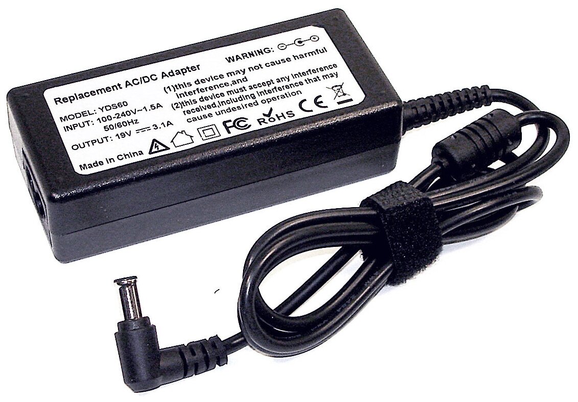 Зарядное устройство (блок питания/зарядка) для монитора и телевизора LCD 19В, 3.10А, 59Вт, 6.5x4.4мм, OEM