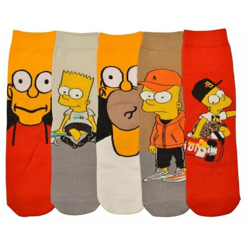 фото Комплект носков turkan разноцветные симпсоны, 5 пар, размер 36-41