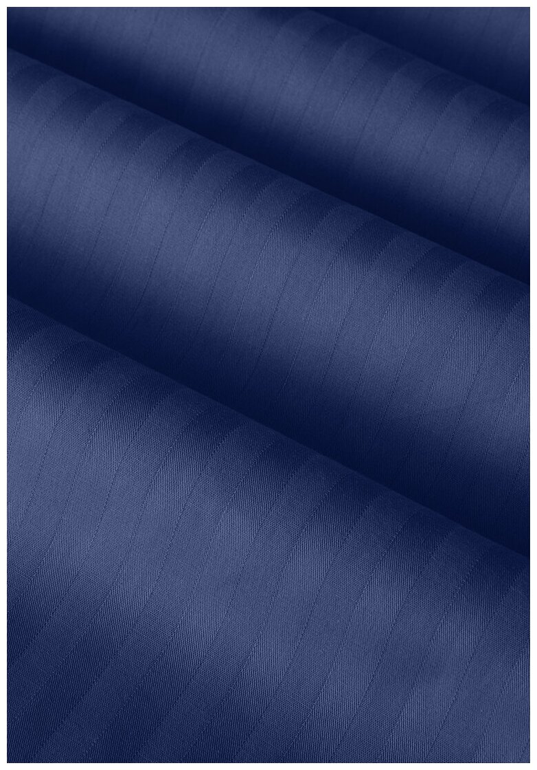 Комплект постельного белья LOVEME 1,5 спальный, страйп-сатин, цвет синий (Indigo) - фотография № 11