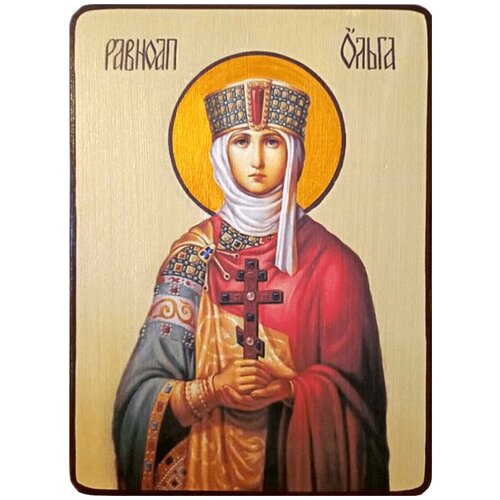 икона тамара грузинская царица на желтом фоне размер 19 х 26 см Икона Ольга Равноапостольная на желтом фоне, размер 19 х 26 см