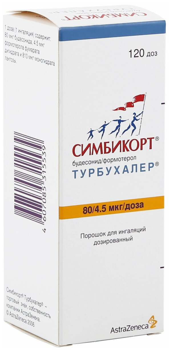 Симбикорт Турбухалер ингал.(пор. д/ингал. доз.) 80мкг/4,5мкг/доза 120доз