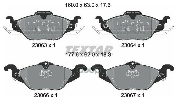 Колодки Тормозные Дисковые Передн Opel: Astra G Хечбэк 98-05, Astra G Кабрио 01-05, Astra G Седан 98-05, Astra G Универсал 98-04, Astra G Фургон 99-05 Textar арт. 2306302