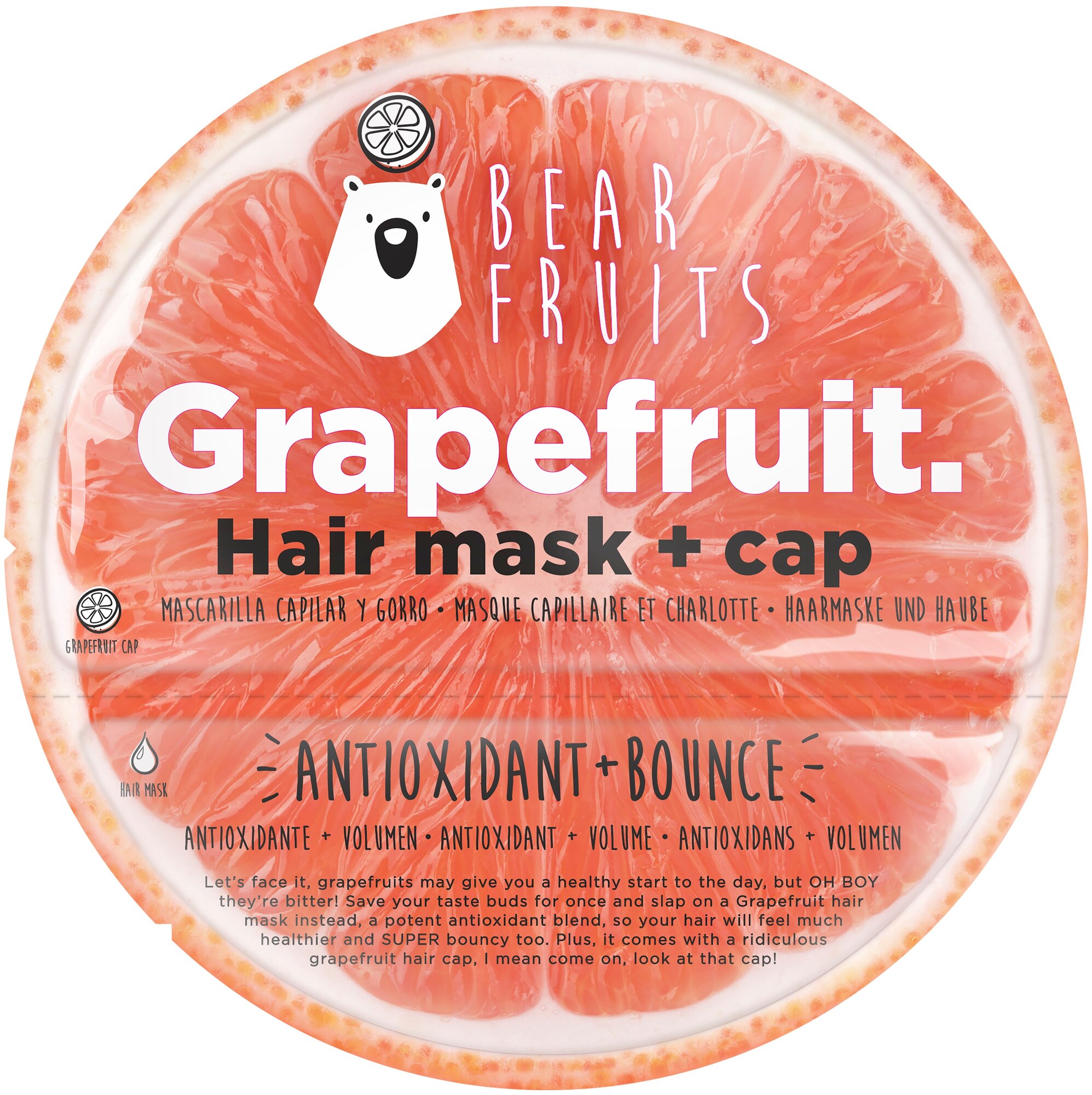 Bear Fruits Маска для волос + многоразовая шапочка Grapefruit