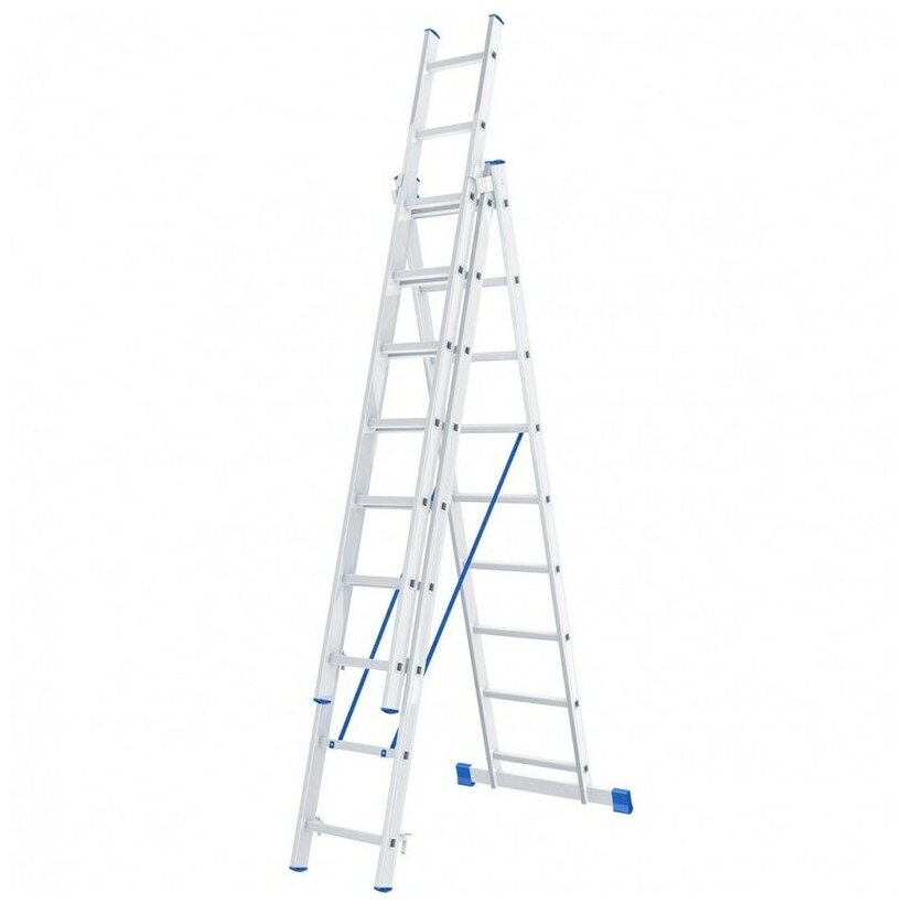 Лестница трехсекционная алюминиевая 10 ступеней (до 150 кг высота 288/484/676 см) РемоКолор Professional