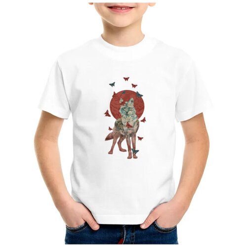 Детская футболка coolpodarok 26 р-рЖивотные Волк на красной луне