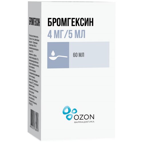 Бромгексин р-р д/вн. приема, 4 мг/5 мл, 60 мл