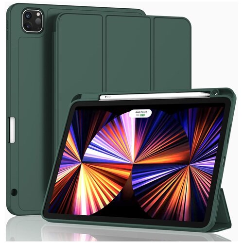 Чехол для планшета Apple iPad Pro 11 (2022, 2021, 2020) с местом для стилуса, тёмно-зелёный