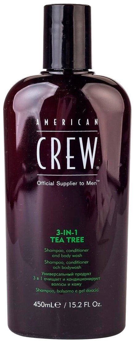 Гель для душа, шампунь и кондиционер American Crew 3-in-1 Tea Treeчайное дерево, 450 мл, 450 г