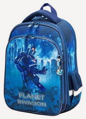 Изображение товара Ранец Brauberg 270604 QUADRO Planet invasion 3 отделения с брелком 37х28х18 см