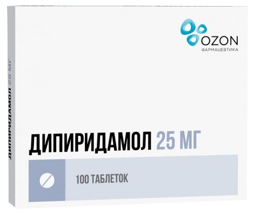 Дипиридамол таб. п/о плен., 25 мг, 100 шт.