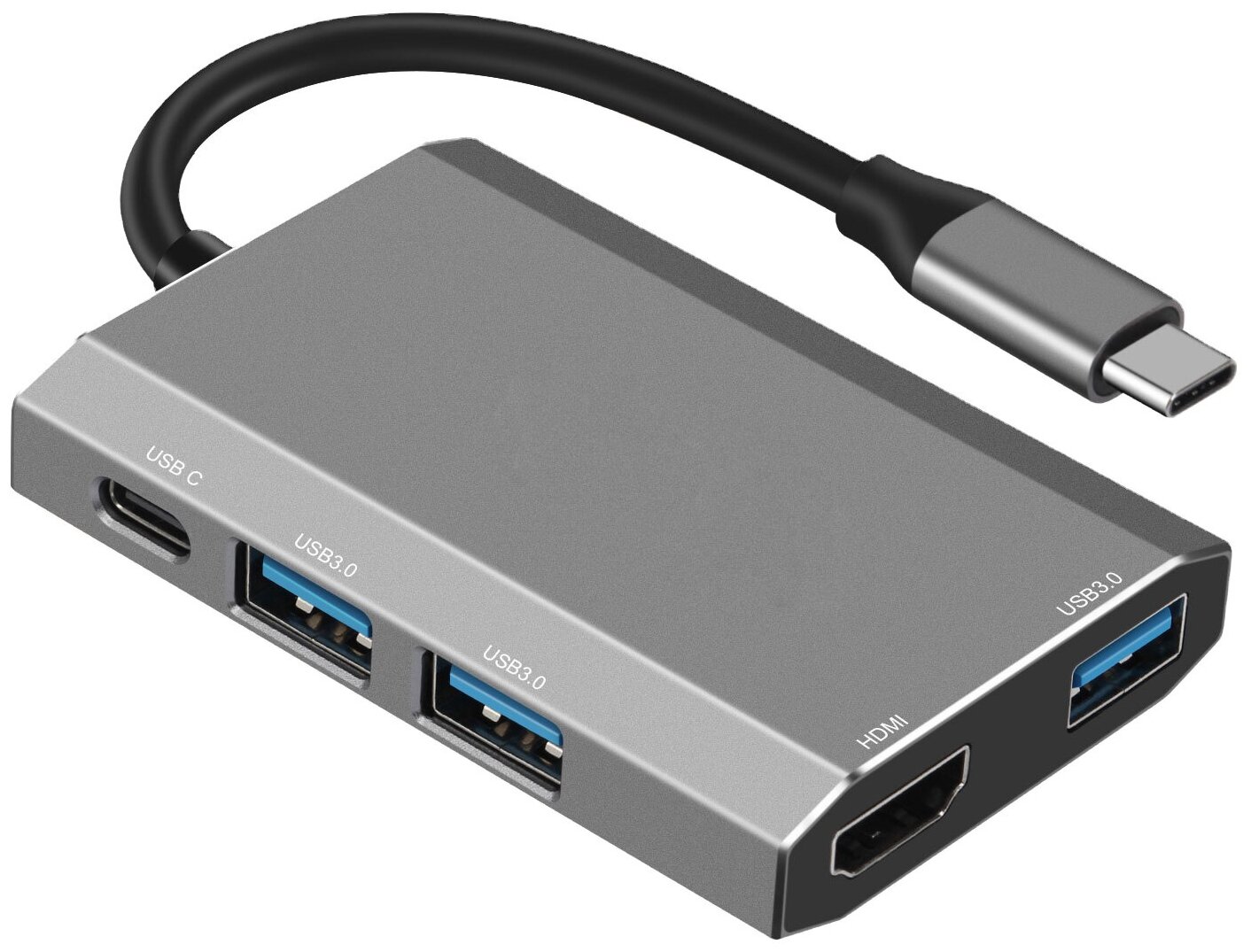 Концентратор-Type-C (разветвитель, хаб) GSMIN UB-03 Type-C - 3xUSB 3.0, Type-C, HDMI (Темно-серый)